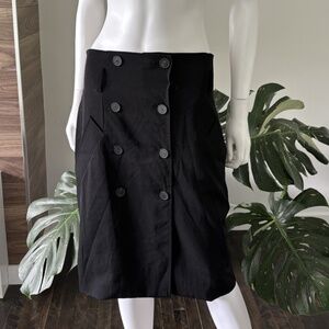 Jean Paul Gaultier Femme Skirt Pocket Black Buttons Wool Sz 8 US *VINTAGE*❤️